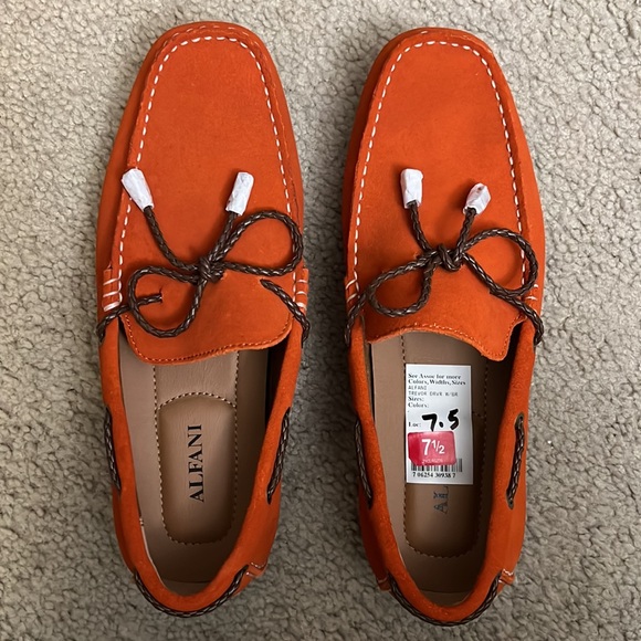 Alfani Suede Mens Driving Loafers, New, Size 7.5 M, Orange